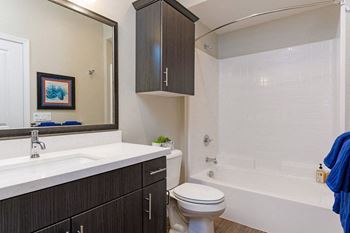 Quartz countertops in kitchen & bathrooms